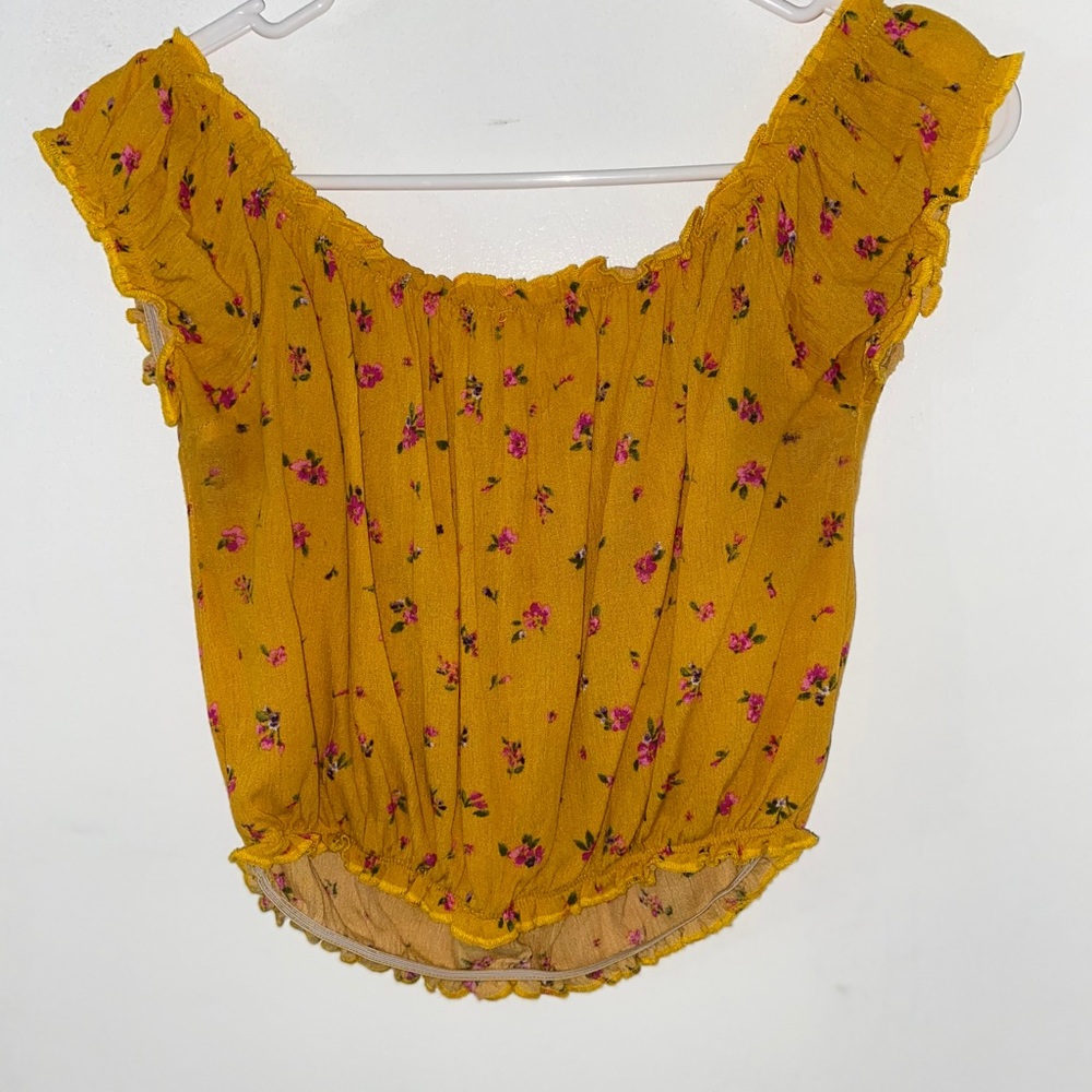 Over shoulder Yellow Crop Top